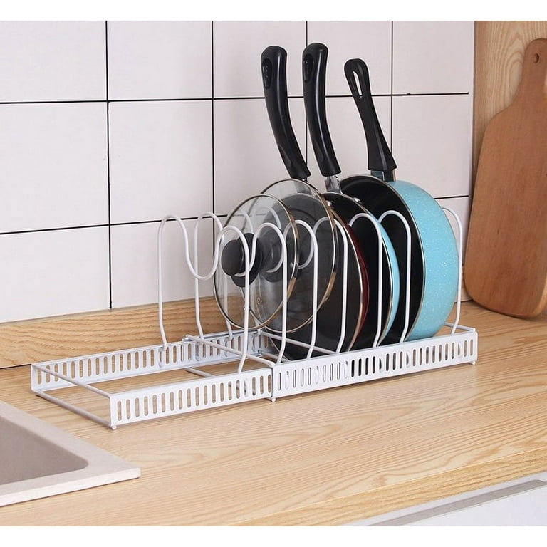 Plastic Kitchen Pot Lid Storage Organizer With Removable Baffle Dish Drying  Rack Adjustable Lid Organizer For Kitchen Storage - AliExpress