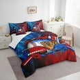 thumbnail image 3 of jejeloiu Baseball Game Lovers 7-Piece Bedding Comforter Set,Ball Sport Helmet King Bedding Sets,Red Blue Bed Sheets For Kids,Luxury Bedroom Decor Reversible, 3 of 8