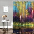 thumbnail image 2 of Orinice  Flower Shower Curtain, Autumn Trees Along Lake Fall in Jungle Natural Paradise Best Places in Earth, Cloth Fabric Bathroom Decor Set with Hooks,  69x72, 2 of 7