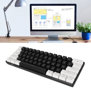 61 Key Mechanical Keyboard, RGB Mechanical Gaming Keyboard, Wired Office Keyboard with Blue Switch, Gaming Mechanical Keyboard with Cool Lighting Effect