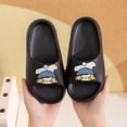 thumbnail image 2 of Eltusu Girls Slides, Open Toe Indoor Soft Bottom No Slip Summer Slippers Black Size 13-13.5(Big Kids), 2 of 4