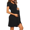 thumbnail image 4 of WISEFIN Women's Nursing Breastfeeding Solid Color Short Sleeve Casual Maternity Dresses, 4 of 5