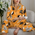thumbnail image 6 of Sigee Bold Black and White Leaves Orange for Women’s Pajama Sets Long-Sleeved Pjs Sets for Women 2 piece Sleepwear-XX-Large, 6 of 7