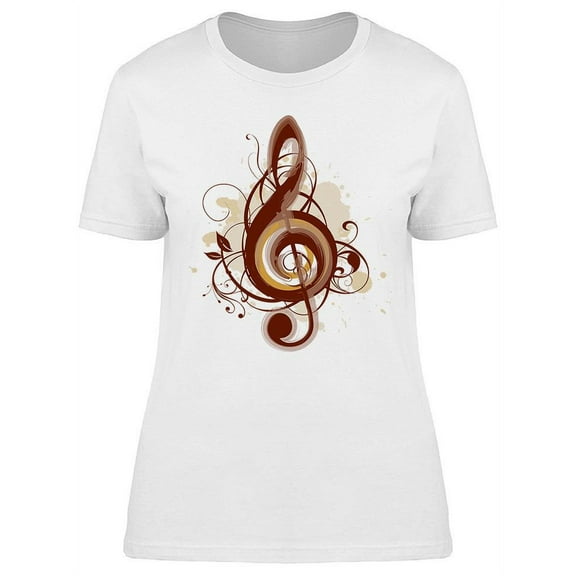Violin Key In Floral Graphic T-Shirt Women -Image by Shutterstock, Female Medium