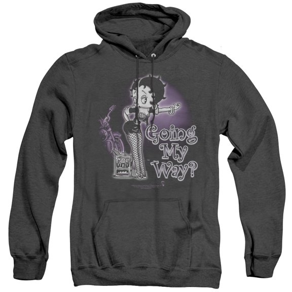 Betty Boop My Way Adult Heather Hoodie Sweatshirt Black