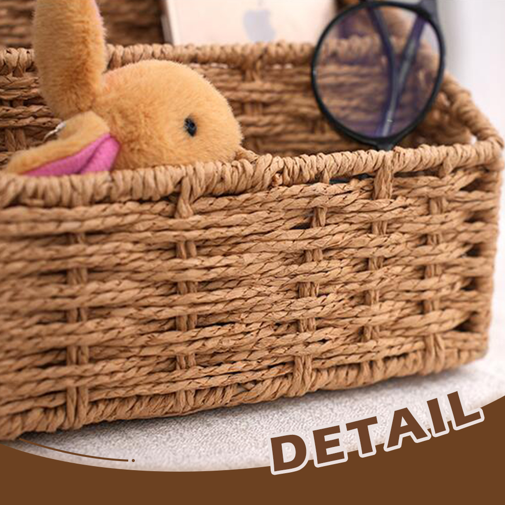 Woven Mail Organizer Basket, 12.6 Inch Countertop Mail Organizer for Bills and Pens, Farmhouse Desk Storage and Accessories