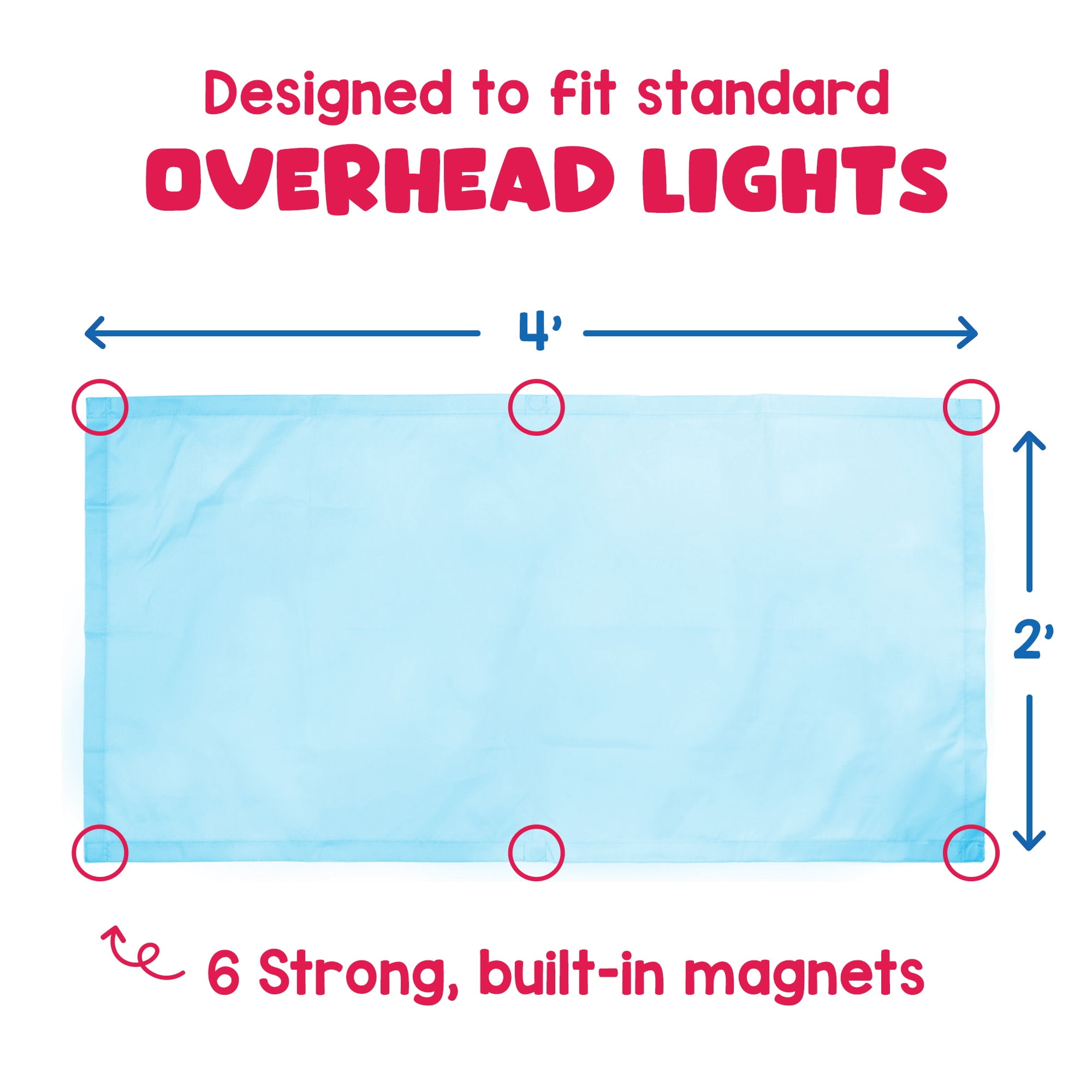 Educational Insights The Original Fluorescent Light Covers 4-Pack Tranquil Blue, Light Filters for Classroom, Lighting Accessories