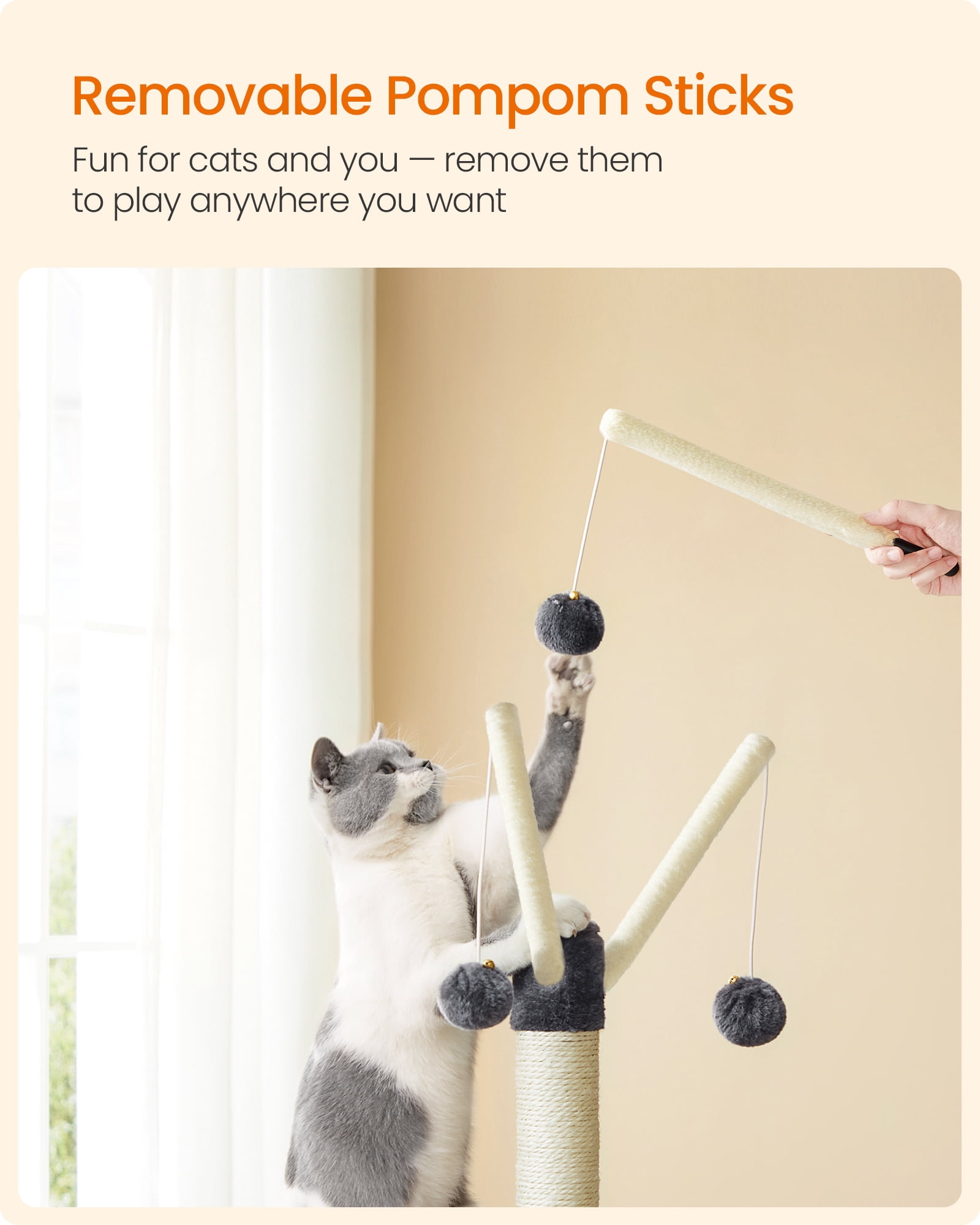 Feandrea Small Cat Tree, Multi-Level Plush Cat Condo for Indoor Cats and Kittens, 46.5 Inches, Smoky Gray