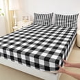 thumbnail image 5 of jejeloiu Modern Grid Bed Sheets,Abstract Geometric Geometric King Sheets,Black White Sheet Set,Breathable Bedroom Decor,4pcs, 5 of 7