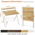 thumbnail image 3 of Portable Small Desk No Assembly, 2-Tier Compact Computer Desk with Shelf, Space Saving Foldable Table for Home Office, Bedroom or Apartment, Portable Collapsible Sturdy Laptop Desk, Oak, 3 of 5
