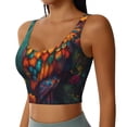 thumbnail image 2 of Balery Colorful Owl Forest Sujetadores deportivos con espalda cruzada para mujer, acolchados, sin costuras, de alto impacto, ideales para yoga, gimnasio, entrenamiento y fitness.-X-Large, 2 of 8