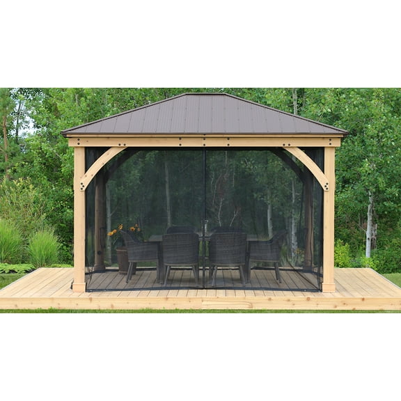 Yardistry 12' x 14' Meridian Hardtop Gazebo Mosquito Mesh Kit, Beige