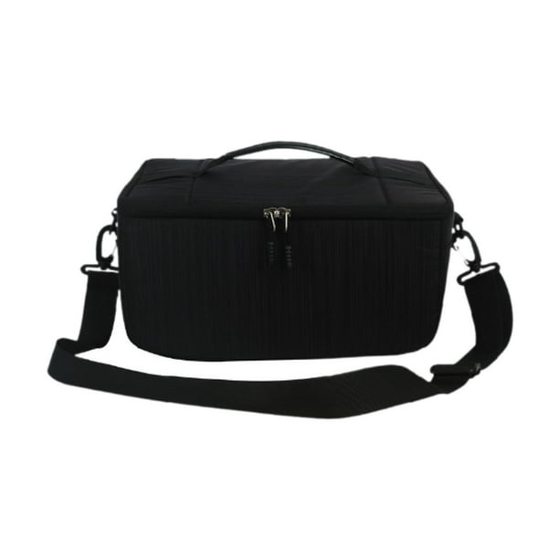 Bolsa bandolera para cámara, bolsa para lentes, correa de hombro extraíble, divisores ajustables, acolchados Negro