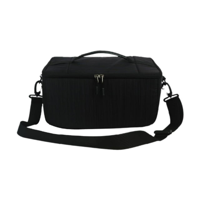 Bolsa bandolera para cámara, bolsa para lentes, correa de hombro extraíble, divisores ajustables, acolchados Negro