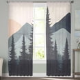 thumbnail image 3 of Mountain Forest Semi Sheer Curtains 96 Inch Length 2 Panels Set, Nature Tree Scenery Watercolor Pink Blue Sheer Kitchen Curtain Privacy Voile Window Curtain for Living Room Bedroom Rod Pocket Drapes, 3 of 7