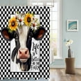thumbnail image 3 of Fabric Shower Curtain, Farm Cow Sunflower Watercolor Black White Check Plaid Shower Curtains with 12 Hooks Waterproof Machine Washable Bath Curtains for Bathroom,36 x 78in, 3 of 6