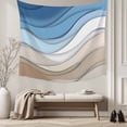 thumbnail image 5 of Blue Brown Large Tapestry for Bedroom Wall Hanging Tapestry,Gradient Geometric White Water Stripes Modern Ceiling Backdrop Tapestries Poster Blanket Wall Decor for Teens Room Living Room 86" x 104", 5 of 8