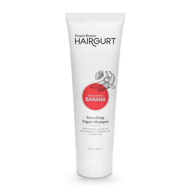 Hairgurt Champú suavizante para el cabello con yogur - Fresa Plátano - Productos naturales para el cuidado del cabello Suaviza el cabello seco dañado encrespado y tratado con color 8 oz (Champú suaviz