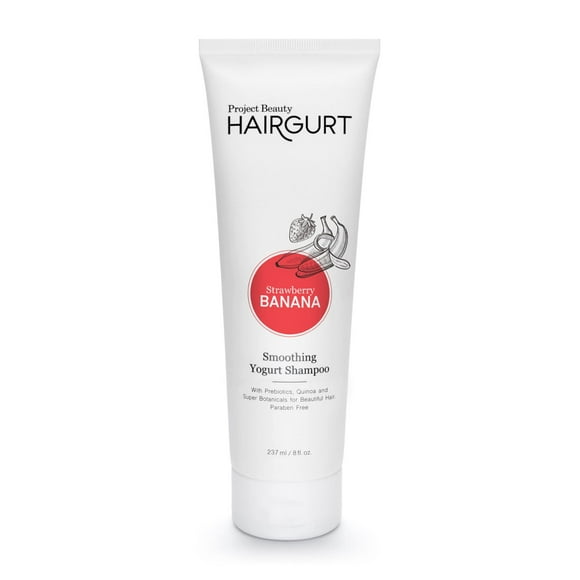 Hairgurt Champú suavizante para el cabello con yogur - Fresa Plátano - Productos naturales para el cuidado del cabello Suaviza el cabello seco dañado encrespado y tratado con color 8 oz (Champú suaviz