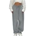thumbnail image 4 of Aobny with Pockets Sweatpants Women Baggy Parachute Gray Sweatpants Loose Boyfriend High Waisted Full Lounge Pants, 4 of 5