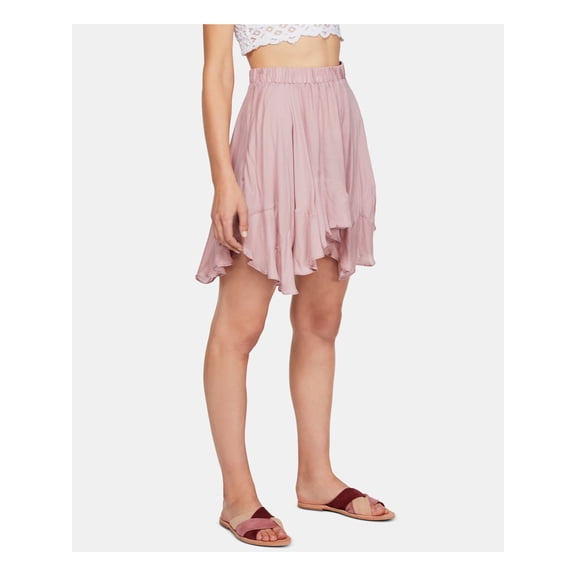 FREE PEOPLE Womens Pink Above The Knee Pleated Skirt Size: L