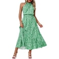 thumbnail image 2 of Sleeveless Women Halter Floral Boho Sun Vacation Long Maxi Summer Dresses, 2 of 6