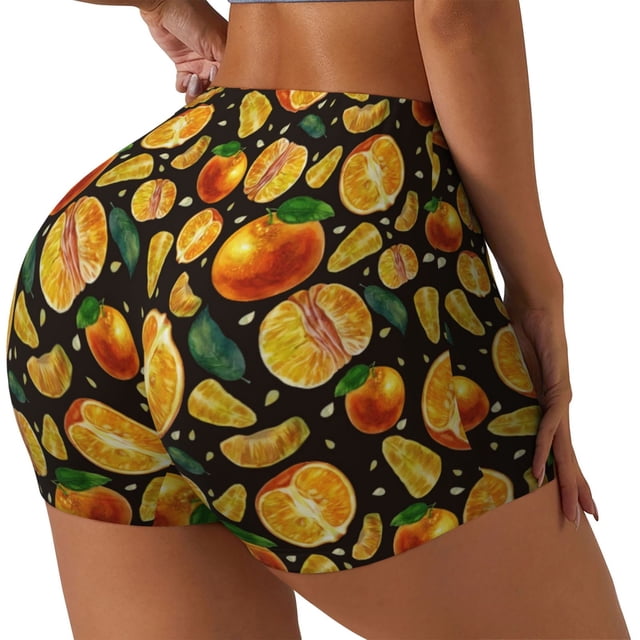 Fotbe Tangerine Shorts Sin Costuras – Shorts Deportivos de Cintura Alta para Mujer, Elásticos para Gimnasio, Yoga, Running o Ciclismo-Medium