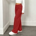 thumbnail image 4 of Hduncf Children's Fold Over Yoga Pants Low Rise Wide Leg Cute Flare Sweatpants Lounge Wear School Clothes Teen Girls Red 7-8Years, 4 of 9