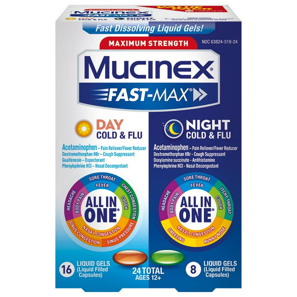 Maximum Strength Mucinex FastMax Cold & Flu Day and Night Medicine