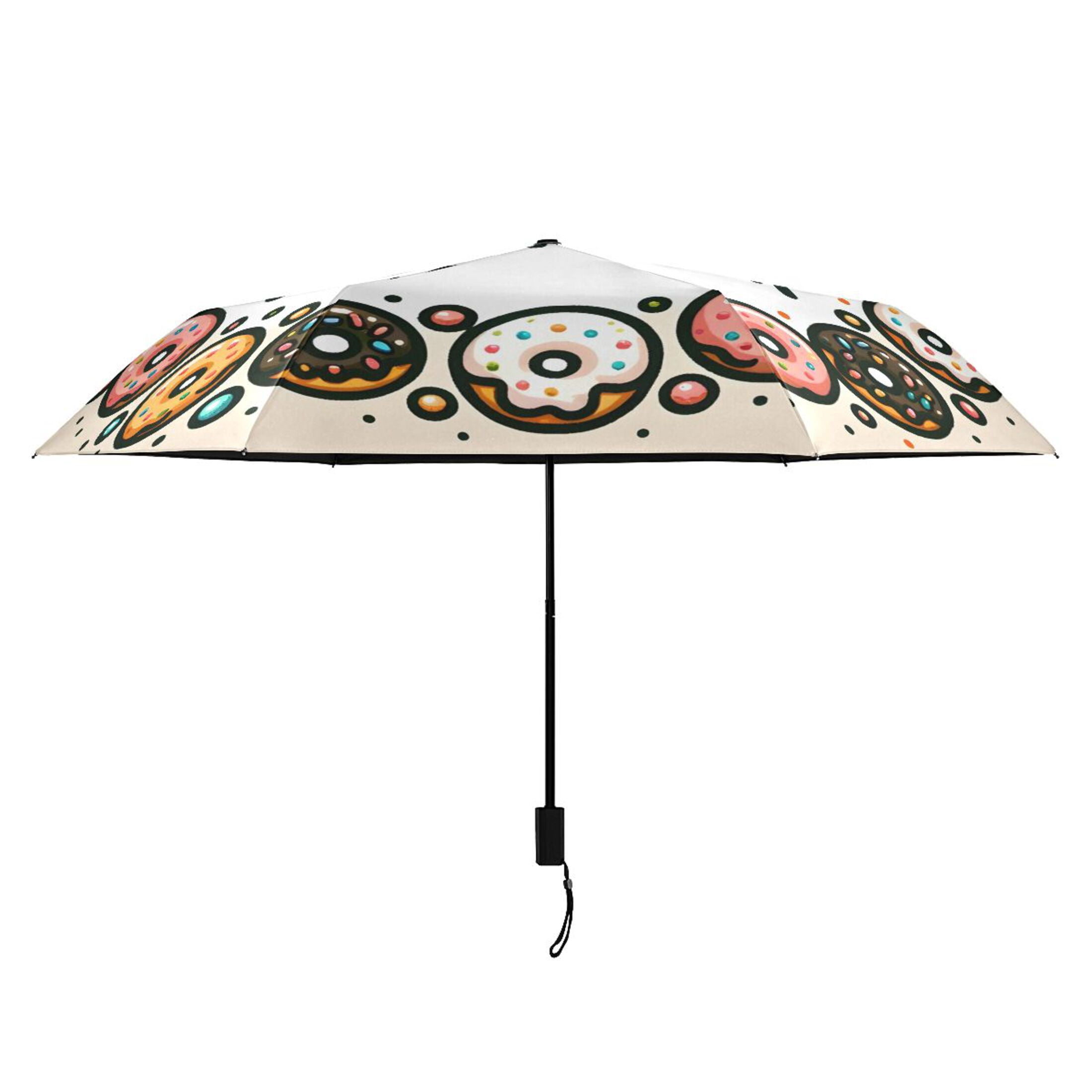 Cute Colorful Donuts Compact Sun Umbrella Windproof Travel Umbrellas for Rain Strong Portable UV Protection