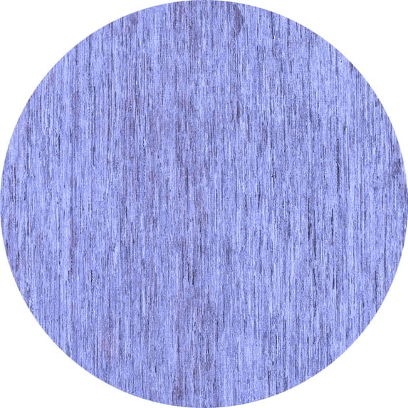 Ahgly Company Machine Washable Indoor Round Solid Blue Modern Area Rugs, 4' Round