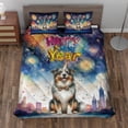 thumbnail image 2 of Happy New Year with Miniature American Shepherd Fireworks Holiday Xmas Winter 2025 Quilt Bedding Set MAS Dog Lover Gifts 1 Blanket Bed Cover 2 Pillowcases - 00025, 2 of 5