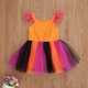 thumbnail image 2 of Vestidos De Halloween Para NiñA PequeñA, PatróN De Calabaza, Malla Colorida, Estilo De Empalme, Vestido Con Manga Voladora, 2 of 4