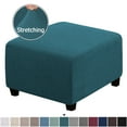 thumbnail image 1 of LNGOOR Square Ottoman Covers Ottoman Slipcovers Folding Storage Stool Furniture Protector Form Fit with Elastic Bottom  Stretch High Spandex Small Checks Jacquard Fabric Brown XL 35”- 44”, 1 of 6
