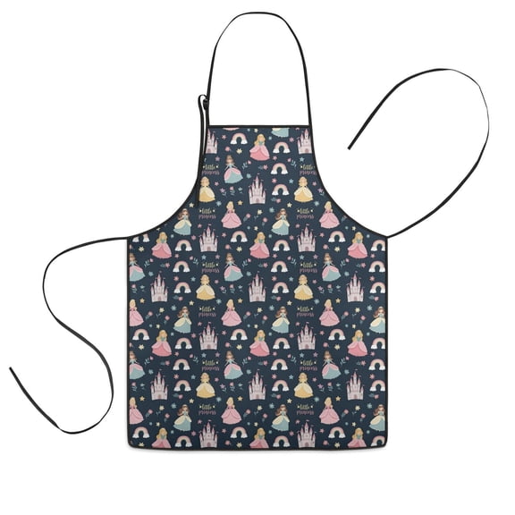 Little Princess Castle Pattern Kids Aprons for Girls and Boys,Adjustable Neck Strap Toddler Aprons for Kids Cooking Baking