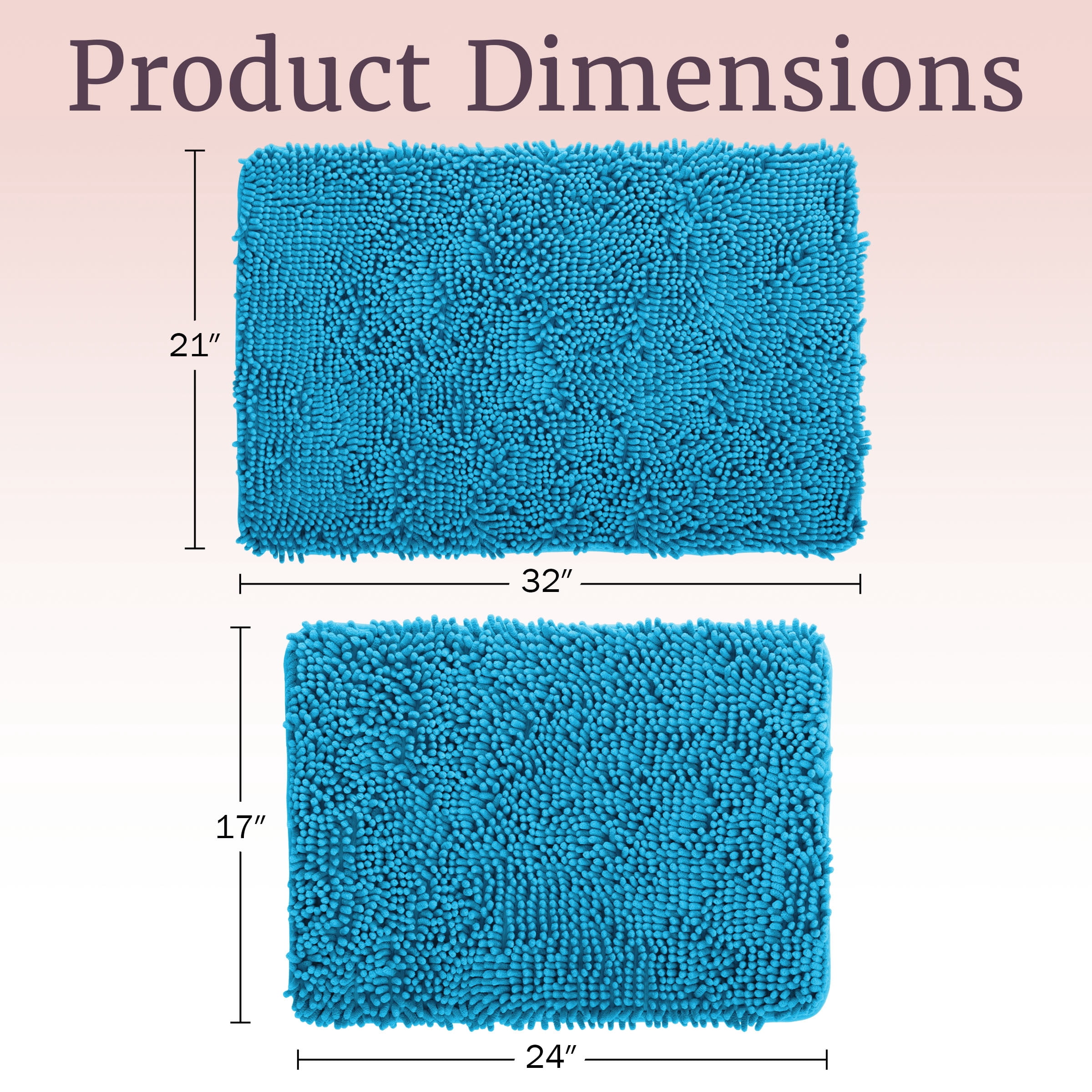 Lavish Home 2-Piece Memory Foam Bath Mat Set with Non-Slip Base (Blue)