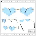 thumbnail image 2 of Retro Dazed Cute Nifty Pixel Heart Rimless Sunglasses Gold - Blue, 2 of 8