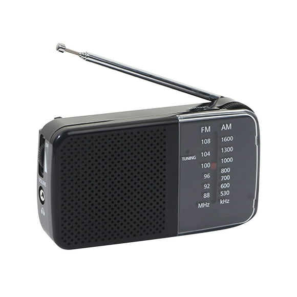 ZOUSSIQI Portable AM FM Shortwave Radio Small Retro Vintage Radio Battery Powered Portable Handheld Radio for Home Antenna Style Black JU316-37364