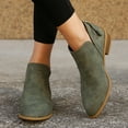thumbnail image 5 of Lovskoo 2024 Ankle Boots for Women Faux Suede Wedding Dress Shoes Pointed Toe Chunky Block Heel Cut Out Fashion Solid Color Back Zipper Short Booties Olive Green, 5 of 7