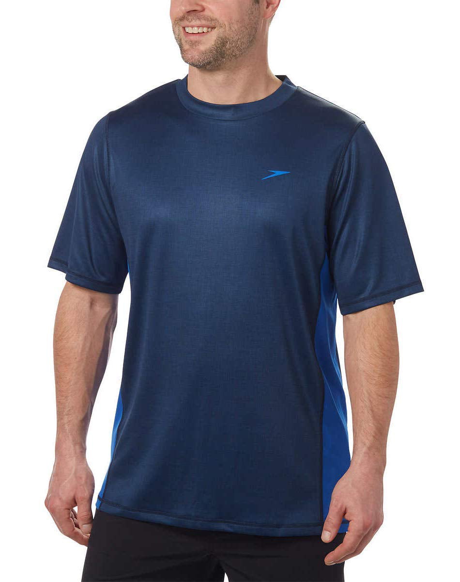 Speedo Mens UPF 50 Longview Short-Sleeve Rashguard Swim T-Shirt