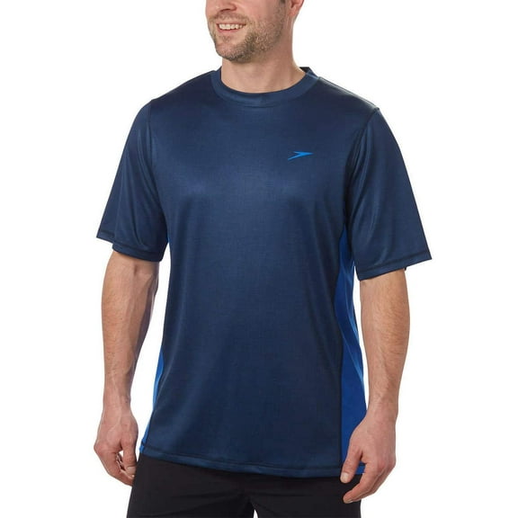 Speedo Men's Longview Short Sleeve Swim Tee New Navy, Small