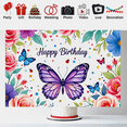thumbnail image 6 of Floral Butterfly Themed Happy Birthday Banner Background Party Decorations Photography Props Backdrop for Birthday Party Celebration Photo Booth Decors, 6 of 7
