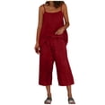 thumbnail image 6 of Cagogo Women V Neck Sleeveless Tank Top Wide Leg Pants Two Piece Set Casual Summer Outfits Loose Fit Tops Comfy Pants Matching Lounge Sets Tracksuits Travel Airport Clothes, Wine XL, 6 of 8