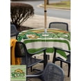 thumbnail image 4 of Outdoor Tablecloth with Umbrella Hole and Zipper, St Patrick's Day Square Table Cloth 54x54 Inch Waterproof Tablecloth, Green Lucky Gnomes Retro Green White Stripes Picnic Table Cover for Patio, 4 of 7