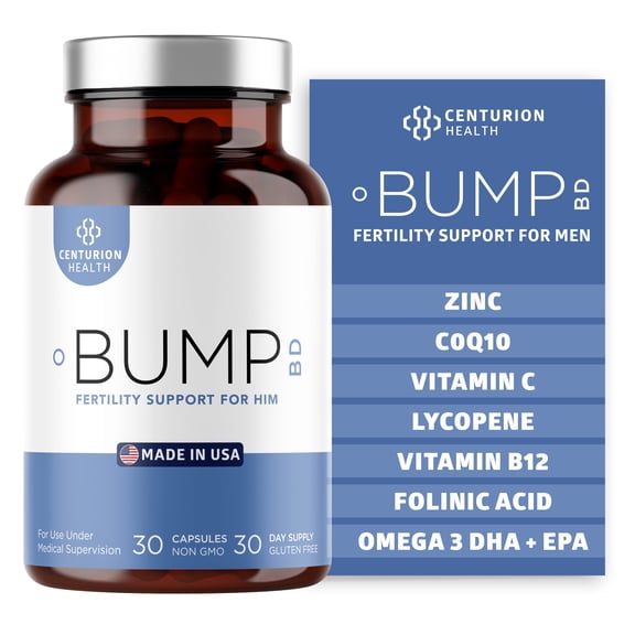 Bump BD, Natural Fertility Supplement for Men, Male Prenatal Vitamins with Selenium, CoQ10, L-Methylfolate, Folinic Acid, DHA   EPA to Support Hormonal Balance & Motility, 30 Caps