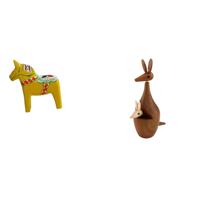 Figura de escritorio de madera maciza artesanal, caballo Dalecarliano, estatua tradicional, figura de animal, artesanías con diseño pintado a mano, ad