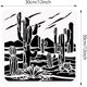 thumbnail image 2 of Plantilla de cactus del desierto, 30x30 cm, patrón de paisaje desértico, ideal para scrapbooking, tela, muebles, decoración de paredes y suelos., 2 of 9