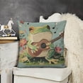 thumbnail image 6 of Frog guitar flowers Linen toss pillowcase Decoration pillowcase Gift preferred 24x24" Cushion cover 2 set Sofa pillowcase Sofa bedroom living room car, 6 of 7