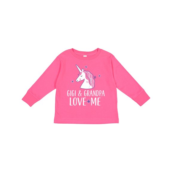 Inktastic Gigi and Grandpa Love Me Unicorn Grandchild Girls Long Sleeve Toddler T-Shirt