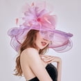 thumbnail image 3 of Yoyauz Women Sun Hat with Mesh Flower Decoration Wide Brim Hat Occasion Event Organza Fancy Church Dress Hat, 3 of 5